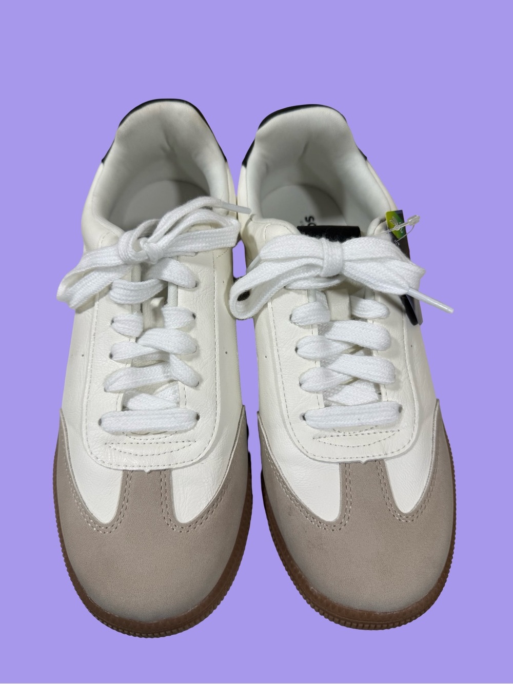 Sonoma White and Taupe Mixed-Material Women's Sneakers
